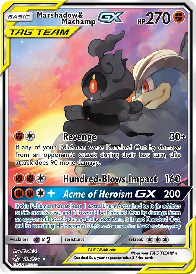 Buy Pokemon cards Australia - Marshadow & Machamp GX 199/214 - Premium Raw Card from Monster Mart - Pokémon Card Emporium - Shop now at Monster Mart - Pokémon Cards Australia. Full Art, GX, NEW 8 May, Tag Team, Unbroken Bonds
