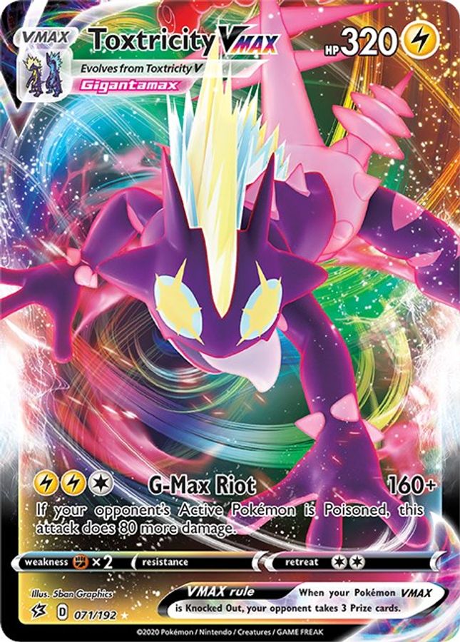 Buy Pokemon cards Australia - Toxtricity VMAX 071/192 - Premium Raw Card from Monster Mart - Pokémon Card Emporium - Shop now at Monster Mart - Pokémon Cards Australia. New 8 Apr, Rebel Clash, VMAX