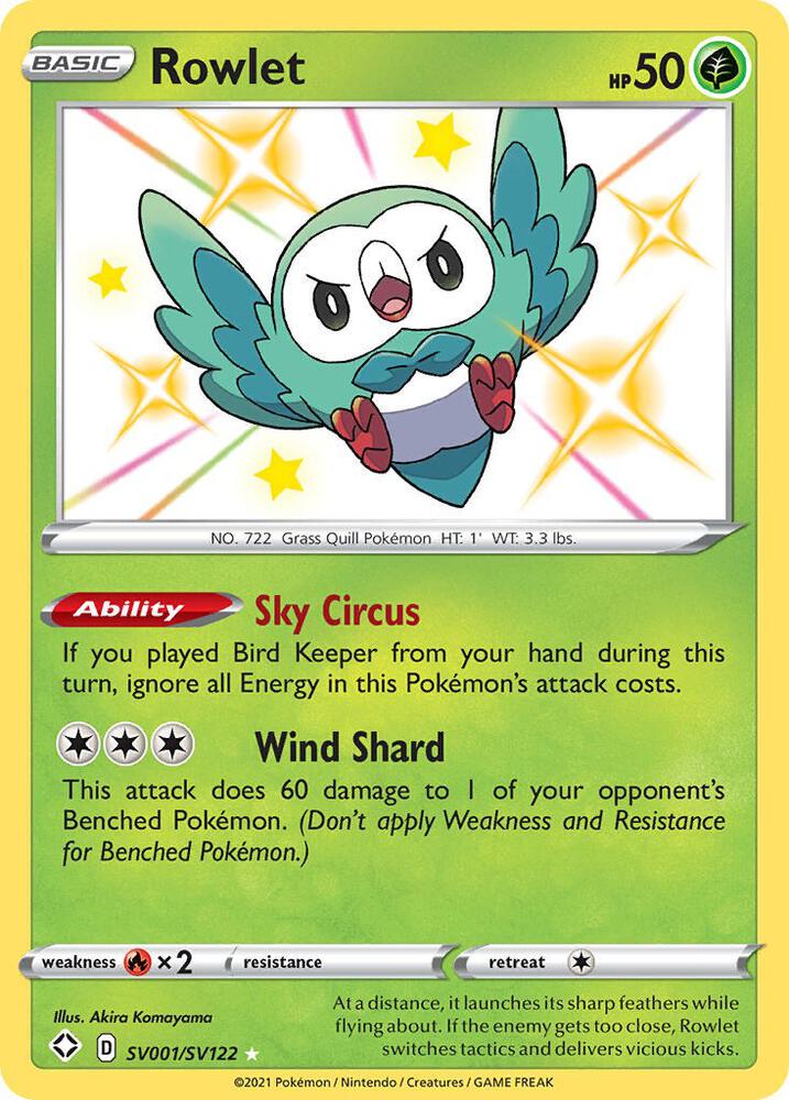 Buy Pokemon cards Australia - Rowlet SV001/SV122 - Premium Raw Card from Monster Mart - Pokémon Card Emporium - Shop now at Monster Mart - Pokémon Cards Australia. Baby Shiny, NEW 14 Apr, Shining Fates, Shiny Holo Rare, Shiny Vault