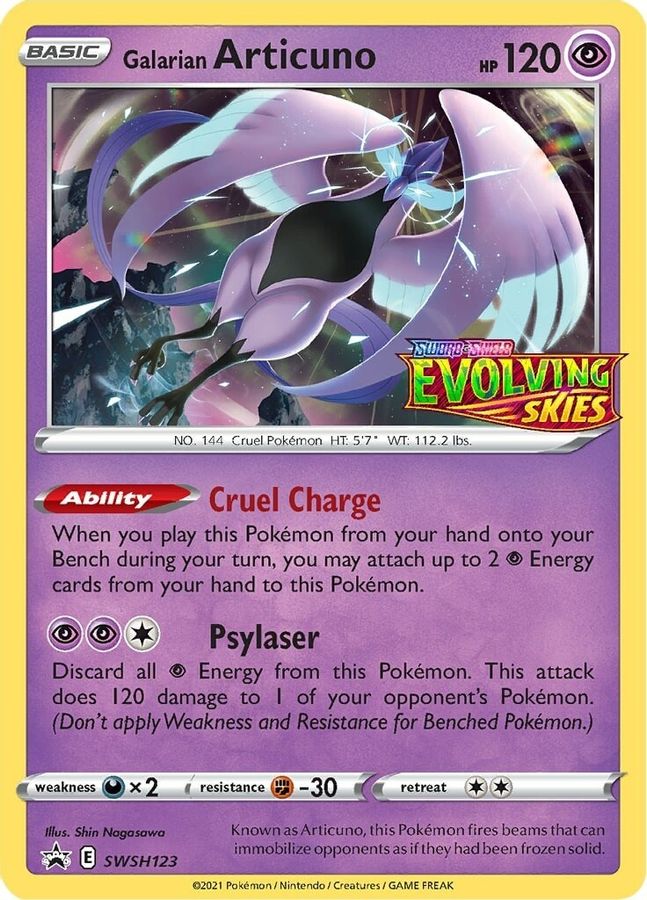 Buy Pokemon cards Australia - Articuno SWSH123 - Premium Raw Card from Monster Mart - Pokémon Card Emporium - Shop now at Monster Mart - Pokémon Cards Australia. NEW 20 May, Prerelease, Promo, Sword & Shield Promo