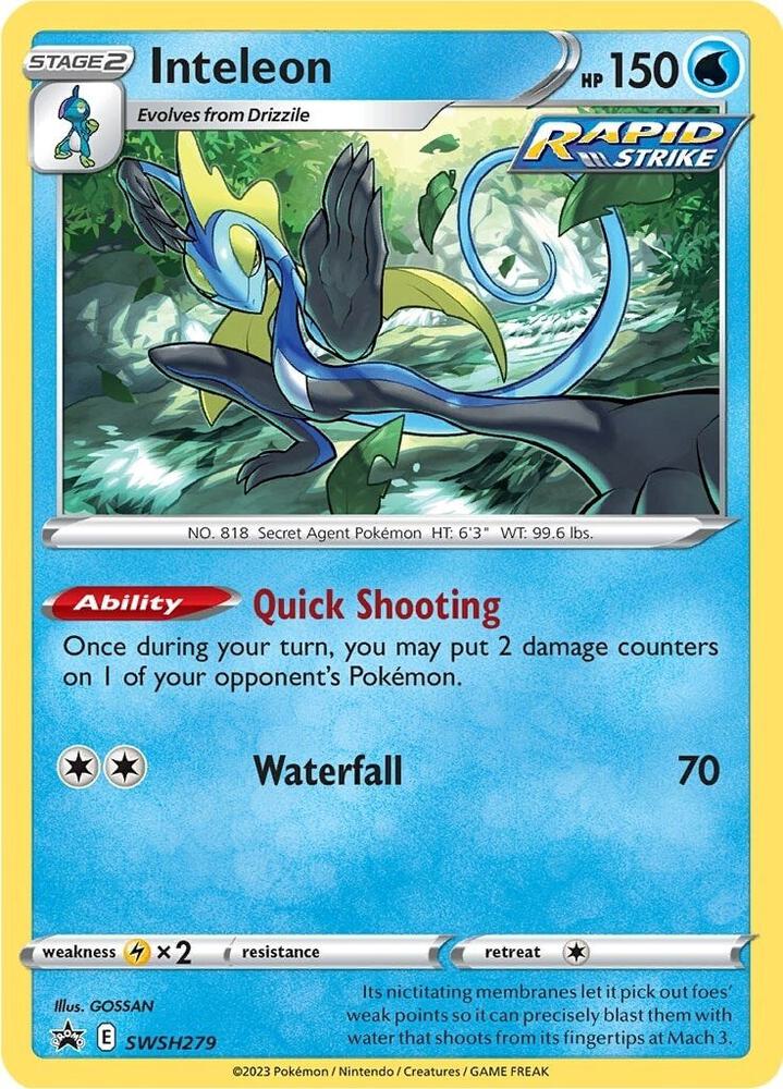 Buy Pokemon cards Australia - Inteleon SWSH279 - Premium Raw Card from Monster Mart - Pokémon Card Emporium - Shop now at Monster Mart - Pokémon Cards Australia. NEW 25 Feb, Promo, Promotional, Sword & Shield Promo