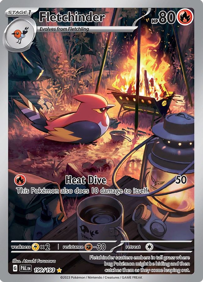 Buy Pokemon cards Australia - Fletchinder 199/193 - Premium Raw Card from Monster Mart - Pokémon Card Emporium - Shop now at Monster Mart - Pokémon Cards Australia. Illustration Rare, Paldea Evolved