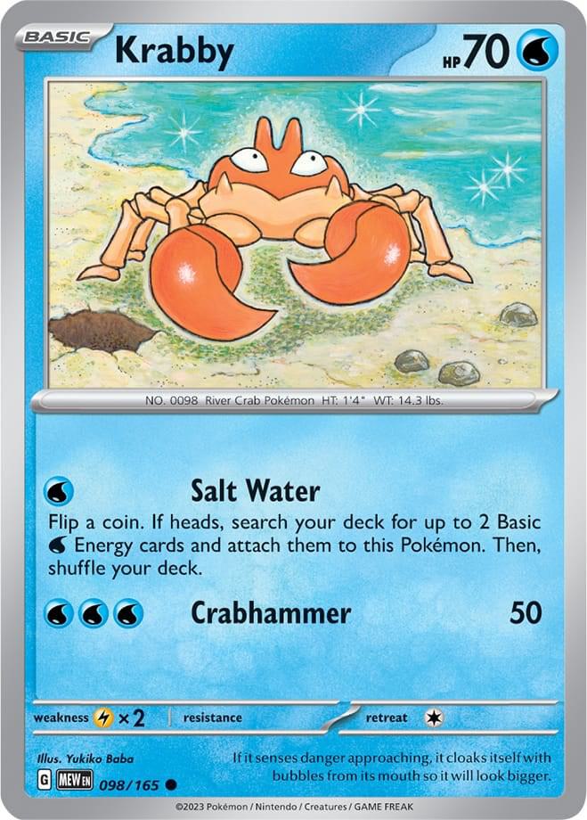 Buy Pokemon cards Australia - Krabby Reverse Holo 098/165 - Premium Raw Card from Monster Mart - Pokémon Card Emporium - Shop now at Monster Mart - Pokémon Cards Australia. 151, NEW 24 JUN, Reverse Holo