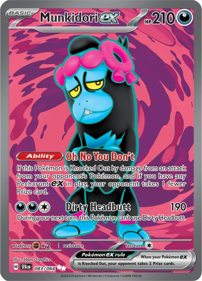 Buy Pokemon cards Australia - Munkidori EX 083/064 - Premium Raw Card from Monster Mart - Pokémon Card Emporium - Shop now at Monster Mart - Pokémon Cards Australia. EX, NEW 25 Feb, Shrouded Fable, Ultra Rare