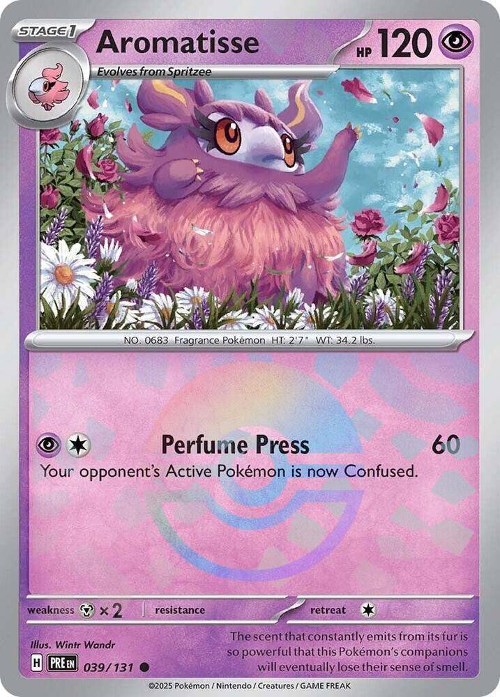 Buy Pokemon cards Australia - Aromatisse 039/131 Poke Ball - Premium Raw Card from Monster Mart - Pokémon Card Emporium - Shop now at Monster Mart - Pokémon Cards Australia. NEW 14 May, Poke Ball, Prismatic Evolutions