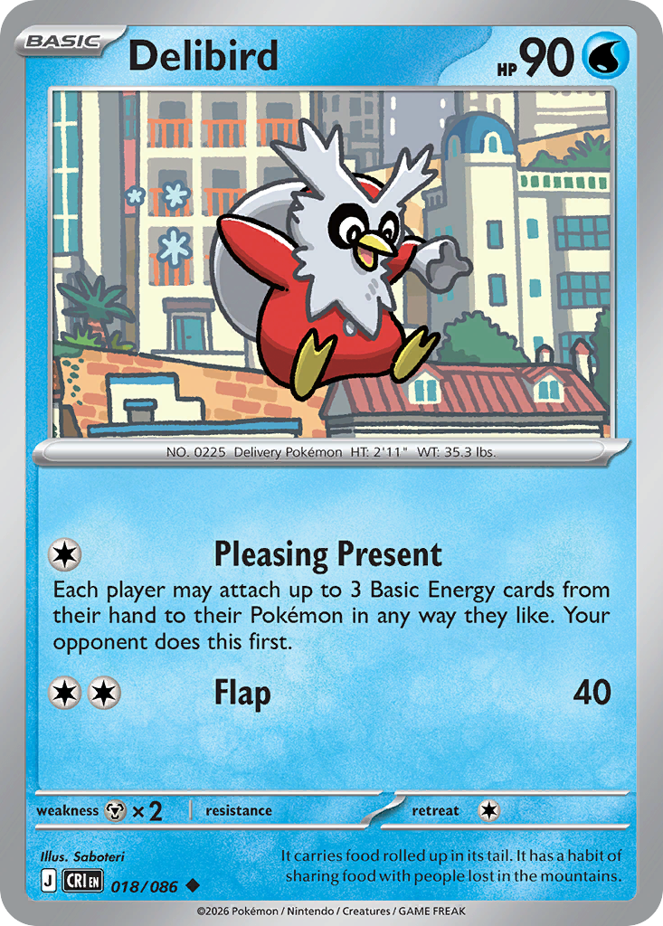 Delibird Reverse Holo 018/086 - Monster Mart - Pokémon Cards Australia
