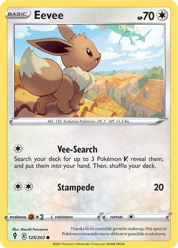 Eevee Reverse Holo 125/203 - Monster Mart - Pokémon Cards Australia