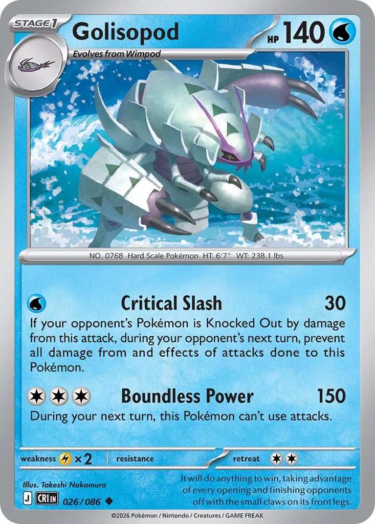 Golisopod Reverse Holo 026/086 - Monster Mart - Pokémon Cards Australia