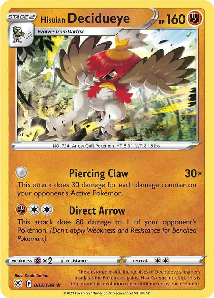 Hisuian Decidueye Holo 082/189 - Monster Mart - Pokémon Cards Australia