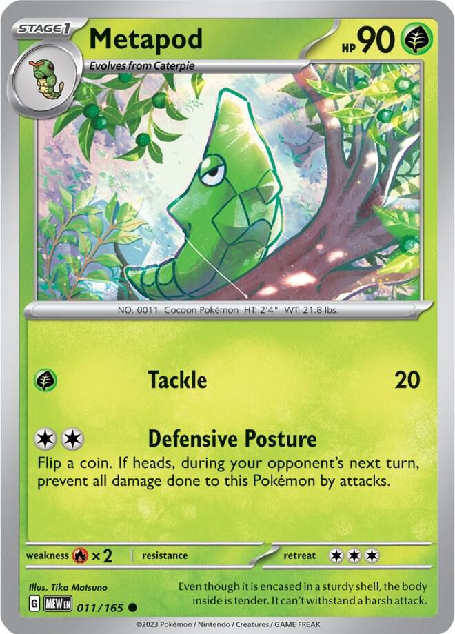 Metapod Reverse Holo 011/165 - Monster Mart - Pokémon Cards Australia