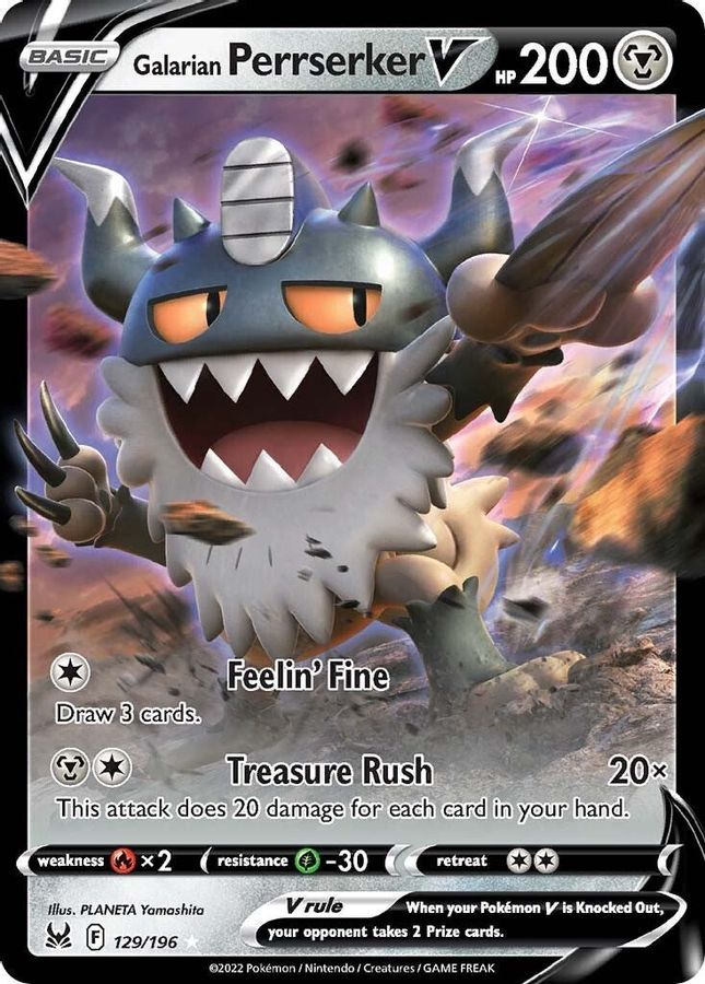 Perrserker V 129/196 - Monster Mart - Pokémon Cards Australia