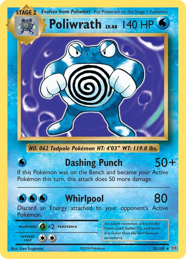 Poliwrath LV.48 Reverse Holo 25/108 - Monster Mart - Pokémon Cards Australia