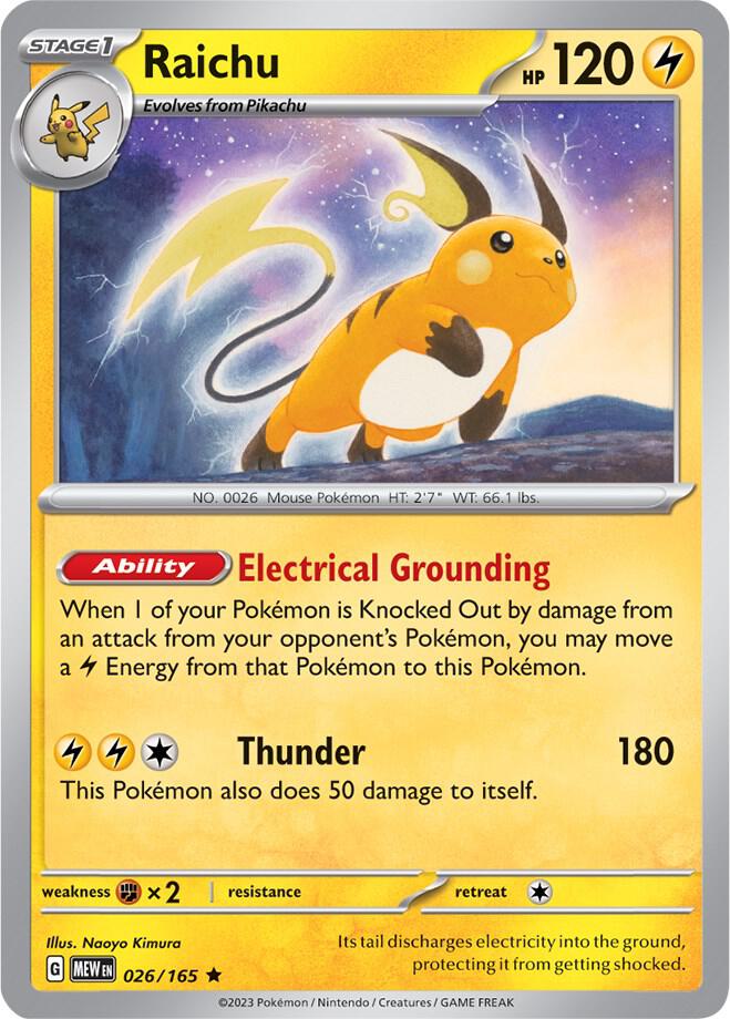 Raichu Reverse Holo 026/165 - Monster Mart - Pokémon Cards Australia