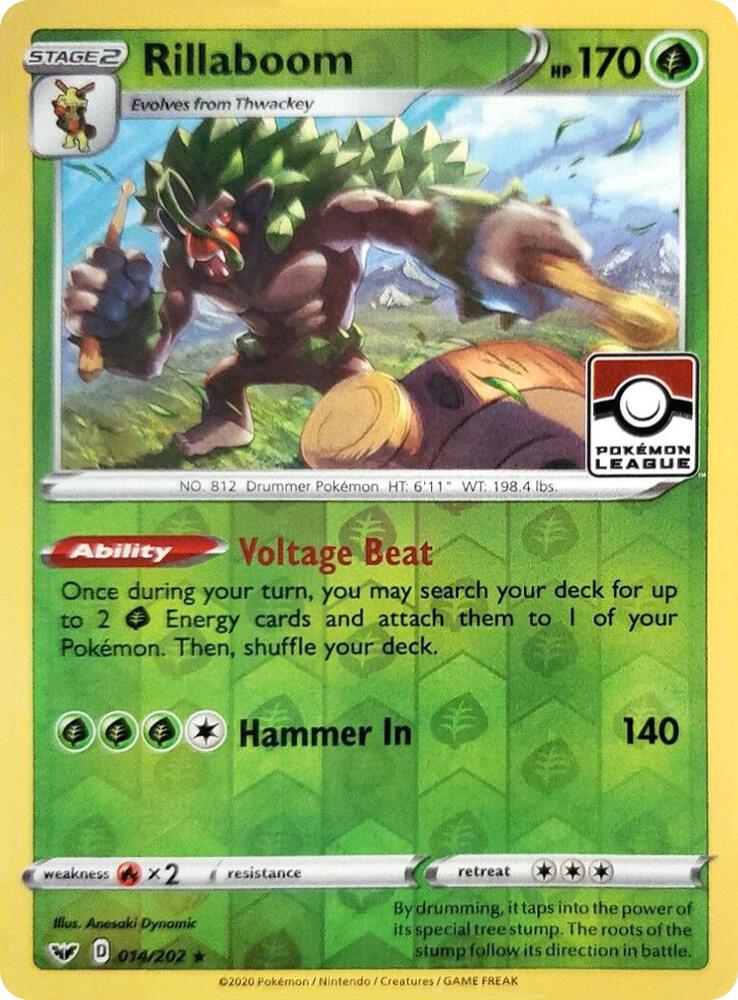 Rillaboom 014/202 Pokemon League - Monster Mart - Pokémon Cards Australia