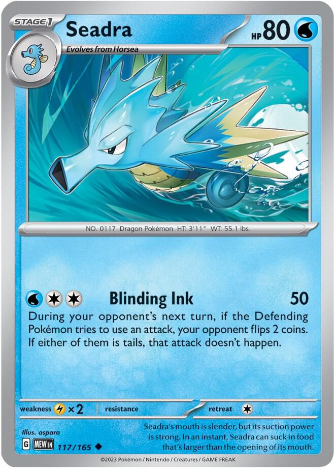 Seadra Reverse Holo 117/165 - Monster Mart - Pokémon Cards Australia