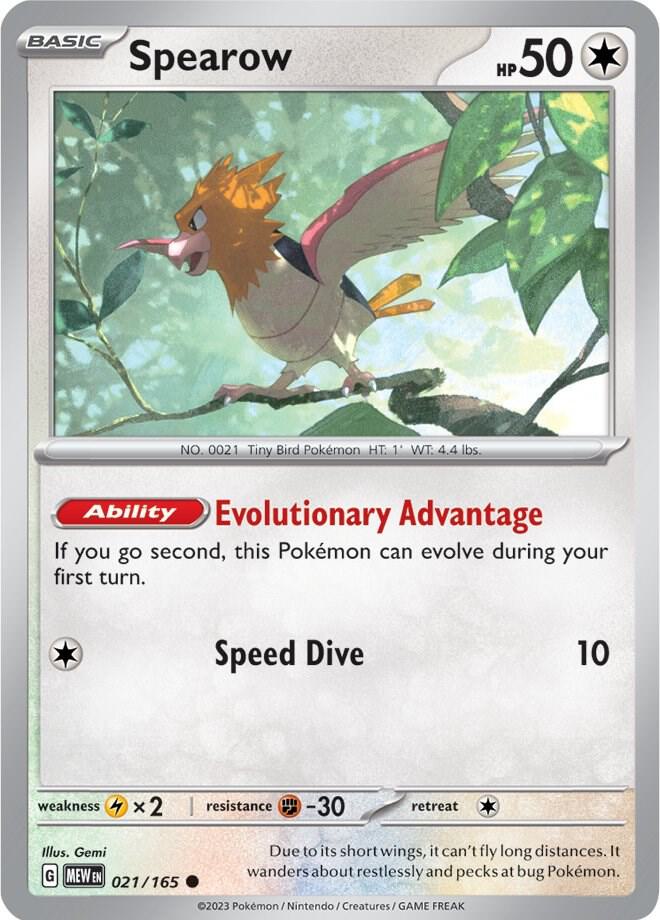 Spearow Reverse Holo 021/165 - Monster Mart - Pokémon Cards Australia