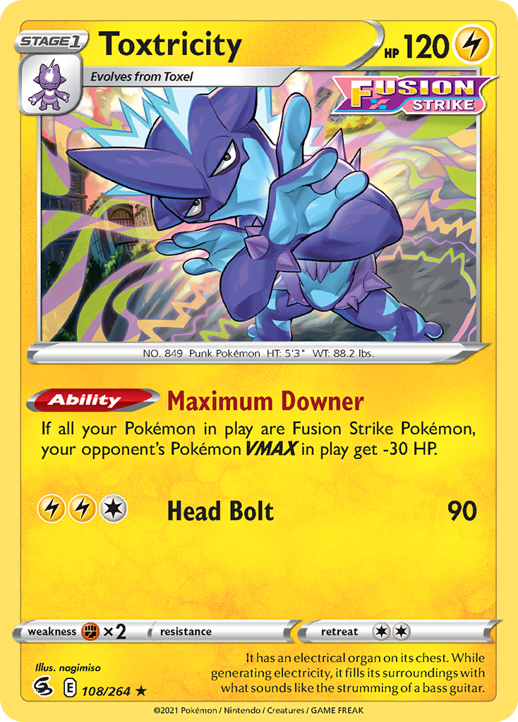 Toxtricity Reverse Holo 108/264 - Monster Mart - Pokémon Cards Australia