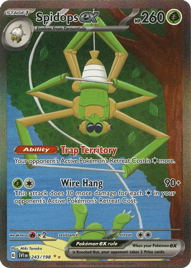 Buy Pokemon cards Australia - Spidops EX 243/198 - Premium Raw Card from Monster Mart - Pokémon Card Emporium - Shop now at Monster Mart - Pokémon Cards Australia. EX, Scarlet & Violet, Scarlet & Violet Base Set, Special Illustration Rare