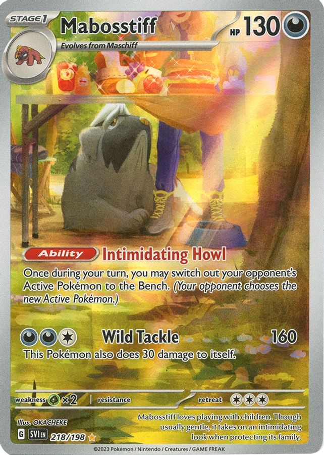 Buy Pokemon cards Australia - Mabosstiff 218/198 - Premium from Monster Mart - Pokémon Card Emporium - Shop now at Monster Mart - Pokémon Cards Australia. Scarlet & Violet, Scarlet & Violet Base Set