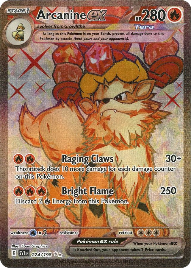 Buy Pokemon cards Australia - Arcanine EX 224/198 - Premium Raw Card from Monster Mart - Pokémon Card Emporium - Shop now at Monster Mart - Pokémon Cards Australia. EX, Scarlet & Violet, Scarlet & Violet Base Set