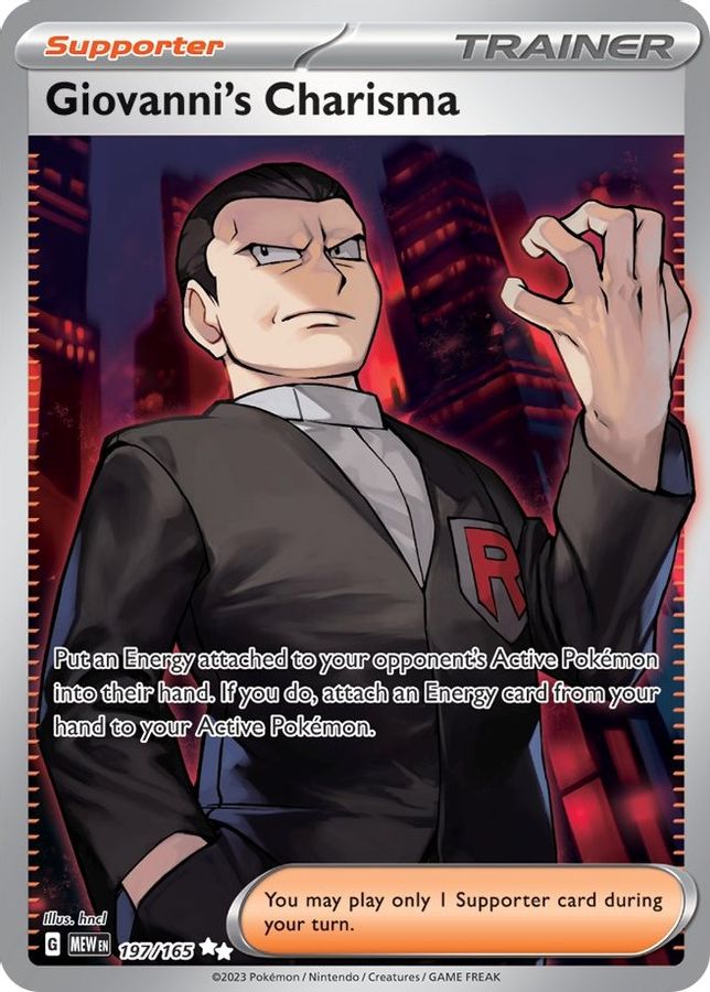 Buy Pokemon cards Australia - Giovanni's Charisma 197/165 - Premium Raw Card from Monster Mart - Pokémon Card Emporium - Shop now at Monster Mart - Pokémon Cards Australia. 151, Trainer, Ultra Rare