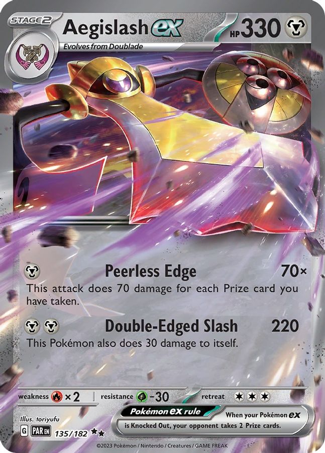 Buy Pokemon cards Australia - Aegislash EX 135/182 - Premium Raw Card from Monster Mart - Pokémon Card Emporium - Shop now at Monster Mart - Pokémon Cards Australia. Double Rare, EX, MMB50, Paradox Rift