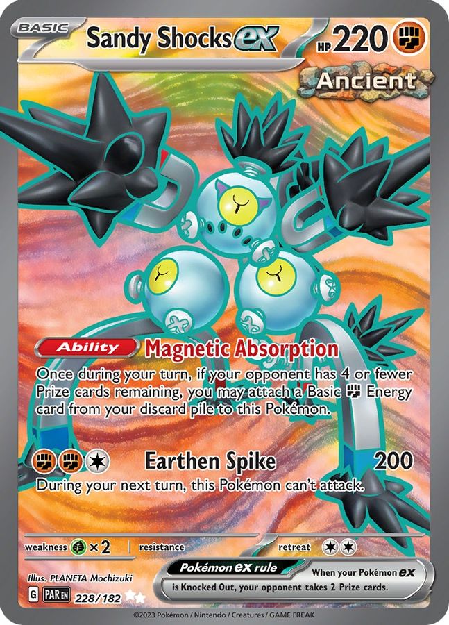 Buy Pokemon cards Australia - Sandy Shocks EX 228/182 - Premium Raw Card from Monster Mart - Pokémon Card Emporium - Shop now at Monster Mart - Pokémon Cards Australia. EX, MMB20, Paradox Rift, Ultra Rare
