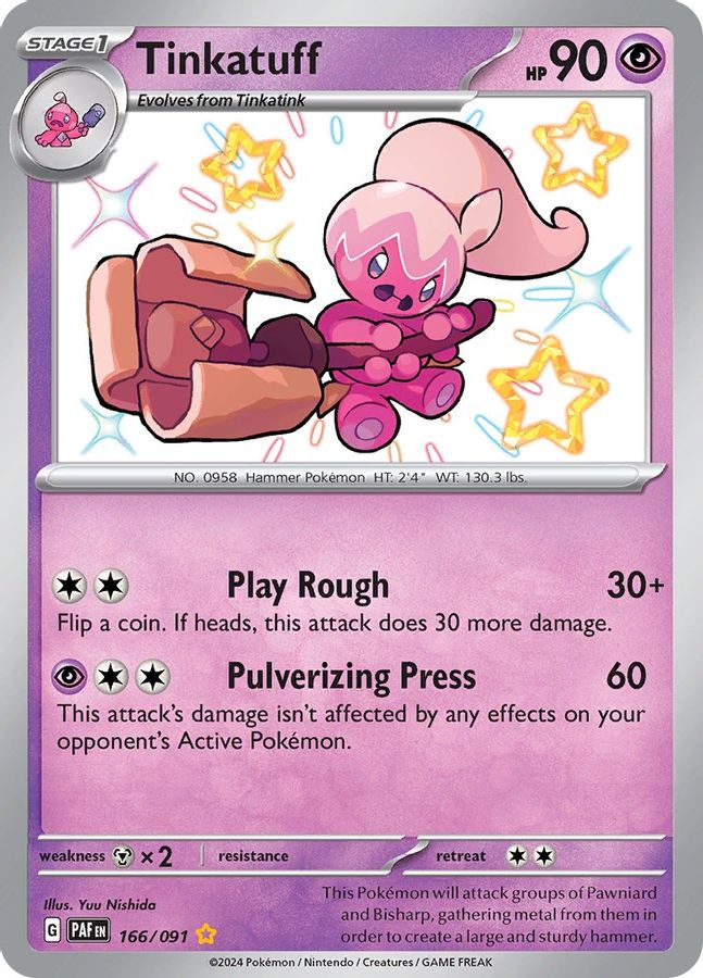 Buy Pokemon cards Australia - Tinkatuff 166/091 - Premium Raw Card from Monster Mart - Pokémon Card Emporium - Shop now at Monster Mart - Pokémon Cards Australia. Baby Shiny, New 11 Mar, Paldean Fates, Shiny Rare
