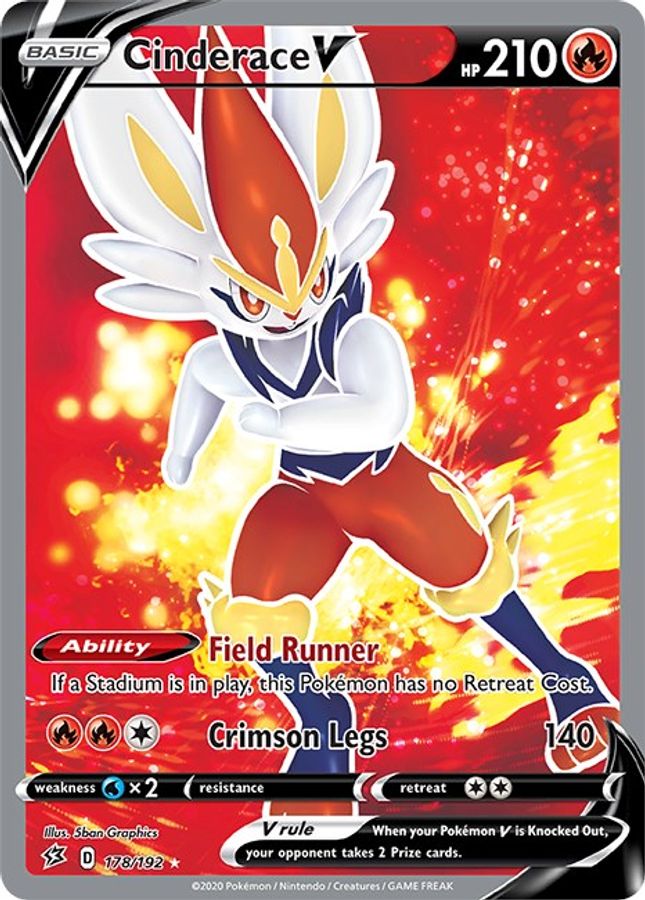 Cinderace V Full Art 178/192 - Monster Mart - Pokémon Cards Australia