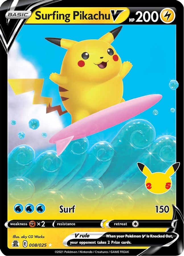 Surfing Pikachu V 008/025 - Monster Mart - Pokémon Cards Australia