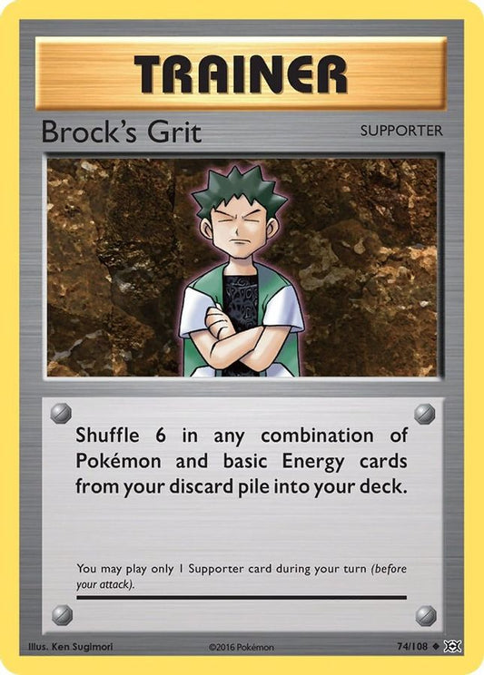 Buy Pokemon cards Australia - Brock's Grit Reverse Holo 74/108 - Premium Raw Card from Monster Mart - Pokémon Card Emporium - Shop now at Monster Mart - Pokémon Cards Australia. Evolutions, New 11 Apr, Reverse Holo, XY