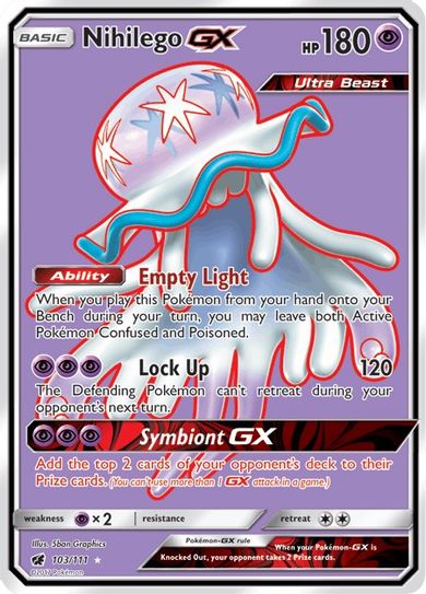 Buy Pokemon cards Australia - Nihilego GX 103/111 - Premium Raw Card from Monster Mart - Pokémon Card Emporium - Shop now at Monster Mart - Pokémon Cards Australia. Crimson Invasion, Full Art, GX, New 21 Mar