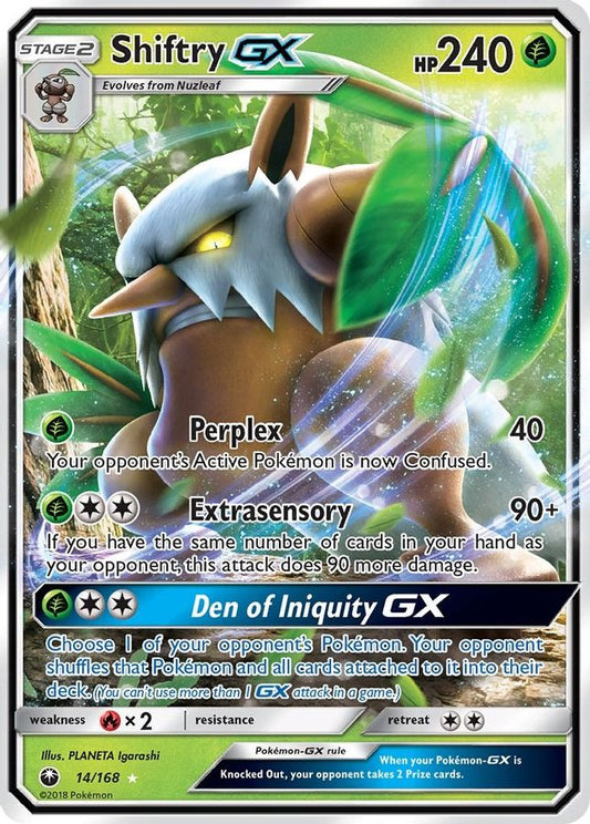 Buy Pokemon cards Australia - Shiftry GX 14/168 - Premium Raw Card from Monster Mart - Pokémon Card Emporium - Shop now at Monster Mart - Pokémon Cards Australia. Celestial Storm, GX, NEW 8 May, SM