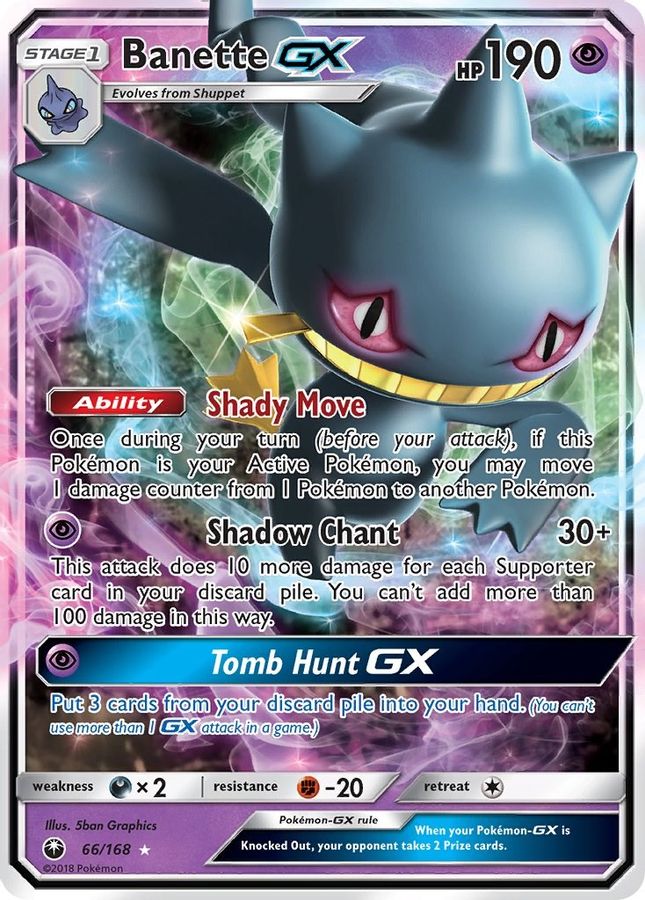 Buy Pokemon cards Australia - Banette GX 66/168 - Premium Raw Card from Monster Mart - Pokémon Card Emporium - Shop now at Monster Mart - Pokémon Cards Australia. Celestial Storm, GX, NEW 8 May