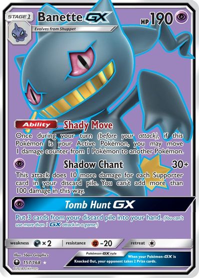 Buy Pokemon cards Australia - Banette GX 157/168 - Premium Raw Card from Monster Mart - Pokémon Card Emporium - Shop now at Monster Mart - Pokémon Cards Australia. Celestial Storm, Full Art, GX, New 21 Mar