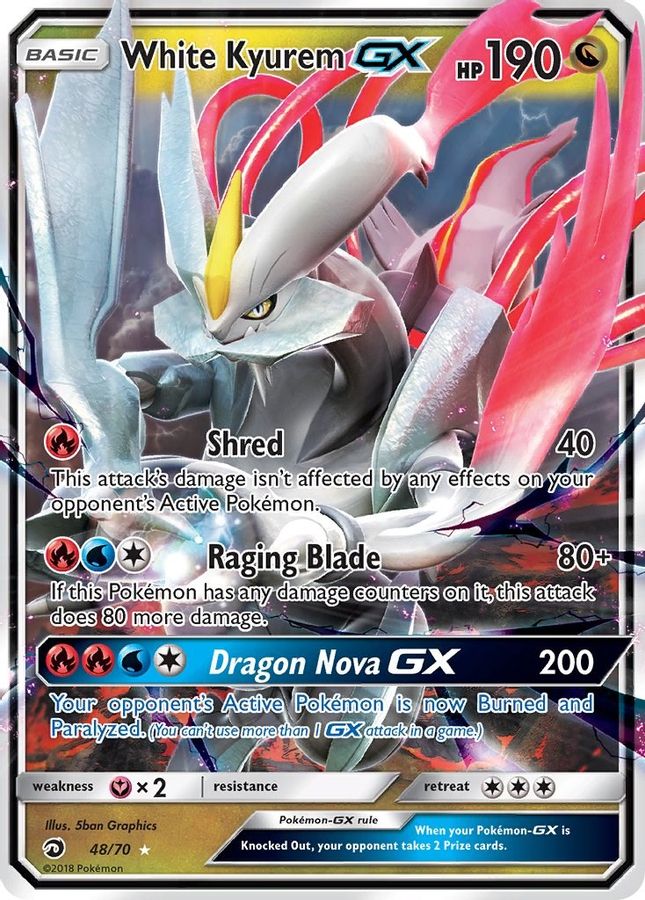 Buy Pokemon cards Australia - White Kyurem GX 48/70 - Premium Raw Card from Monster Mart - Pokémon Card Emporium - Shop now at Monster Mart - Pokémon Cards Australia. Dragon Majesty, GX, MMB50, New 8 Apr