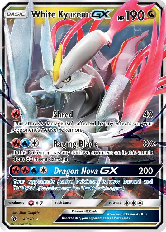 Buy Pokemon cards Australia - White Kyurem GX 48/70 - Premium Raw Card from Monster Mart - Pokémon Card Emporium - Shop now at Monster Mart - Pokémon Cards Australia. Dragon Majesty, GX, MMB50, New 8 Apr
