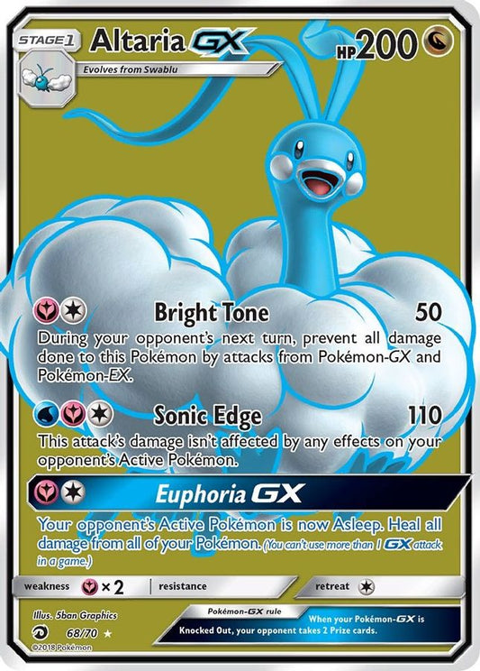 Buy Pokemon cards Australia - Altaria GX 68/70 - Premium Raw Card from Monster Mart - Pokémon Card Emporium - Shop now at Monster Mart - Pokémon Cards Australia. Dragon Majesty, Full Art, GX, MMB20, New 11 Apr