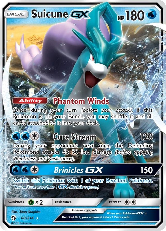 Buy Pokemon cards Australia - Suicune GX 60/214 - Premium Raw Card from Monster Mart - Pokémon Card Emporium - Shop now at Monster Mart - Pokémon Cards Australia. GX, Lost Thunder, MMB30, New 8 Apr, SM