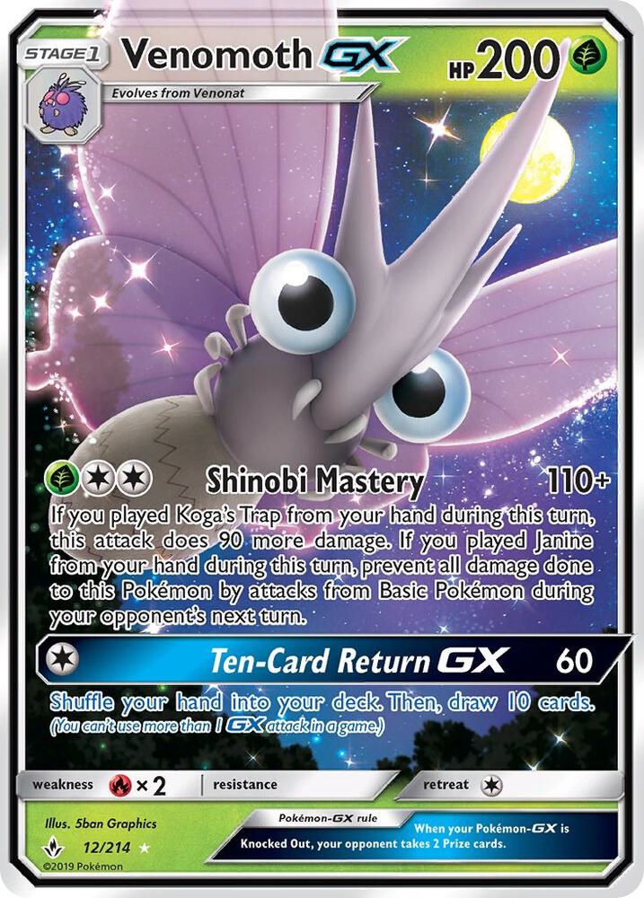 Buy Pokemon cards Australia - Venomoth GX 12/214 - Premium Raw Card from Monster Mart - Pokémon Card Emporium - Shop now at Monster Mart - Pokémon Cards Australia. GX, NEW 5 Dec, SM, Ultra Rare, Unbroken Bonds