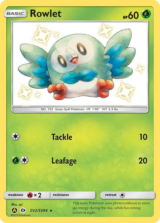 Buy Pokemon cards Australia - Rowlet SV2/SV94 - Premium Raw Card from Monster Mart - Pokémon Card Emporium - Shop now at Monster Mart - Pokémon Cards Australia. Baby Shiny, Hidden Fates, Shiny Holo Rare, Shiny Vault