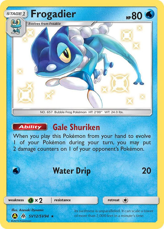 Buy Pokemon cards Australia - Frogadier SV12/SV94 - Premium Raw Card from Monster Mart - Pokémon Card Emporium - Shop now at Monster Mart - Pokémon Cards Australia. Baby Shiny, Hidden Fates, NEW 6 MAR, Shiny Holo Rare, Shiny Vault