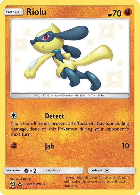 Buy Pokemon cards Australia - Riolu SV21/SV94 - Premium Raw Card from Monster Mart - Pokémon Card Emporium - Shop now at Monster Mart - Pokémon Cards Australia. Baby Shiny, Hidden Fates, NEW 6 MAR, Shiny Holo Rare, Shiny Vault
