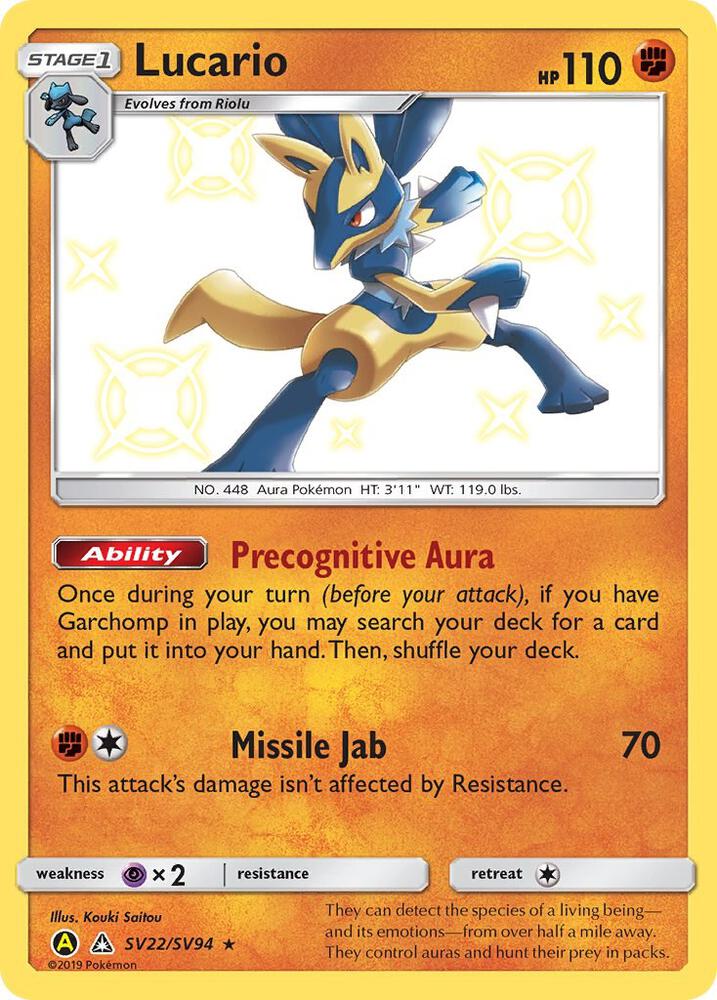 Buy Pokemon cards Australia - Lucario SV22/SV94 - Premium Raw Card from Monster Mart - Pokémon Card Emporium - Shop now at Monster Mart - Pokémon Cards Australia. Baby Shiny, Hidden Fates, NEW 6 MAR, Shiny Holo Rare, Shiny Vault