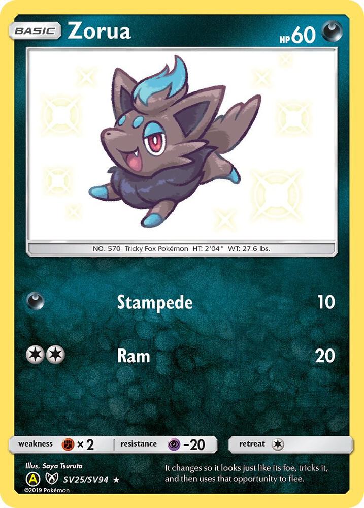 Buy Pokemon cards Australia - Zorua SV25/SV94 - Premium Raw Card from Monster Mart - Pokémon Card Emporium - Shop now at Monster Mart - Pokémon Cards Australia. Baby Shiny, Hidden Fates, NEW 6 MAR, Shiny Holo Rare, Shiny Vault