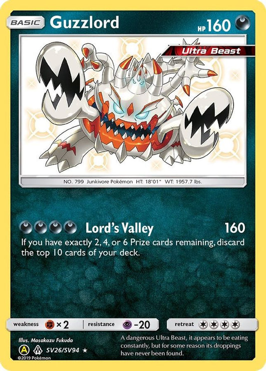 Buy Pokemon cards Australia - Guzzlord SV26/SV94 - Premium Raw Card from Monster Mart - Pokémon Card Emporium - Shop now at Monster Mart - Pokémon Cards Australia. Baby Shiny, Hidden Fates, MMB10, New 8 Apr, Shiny Holo Rare, Shiny Vault
