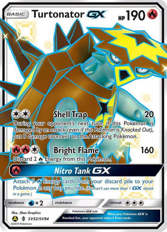 Buy Pokemon cards Australia - Turtonator GX SV52/SV94 - Premium Raw Card from Monster Mart - Pokémon Card Emporium - Shop now at Monster Mart - Pokémon Cards Australia. GX, Hidden Fates, NEW 6 MAR, Shiny Holo Rare, Shiny Vault
