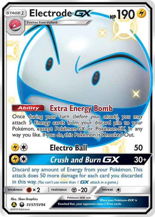 Buy Pokemon cards Australia - Electrode GX SV57/SV94 - Premium Raw Card from Monster Mart - Pokémon Card Emporium - Shop now at Monster Mart - Pokémon Cards Australia. GX, Hidden Fates, NEW 6 MAR, Shiny Holo Rare, Shiny Vault