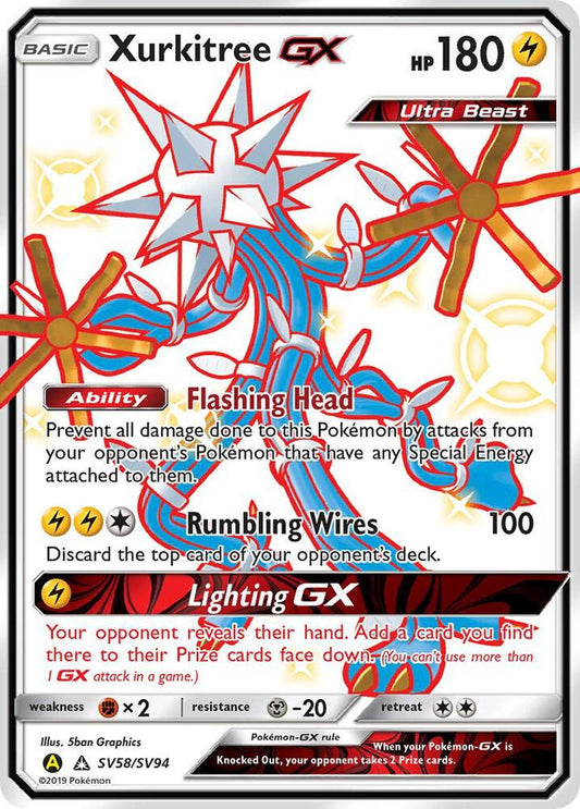 Buy Pokemon cards Australia - Xurkitree GX SV58/SV94 - Premium Raw Card from Monster Mart - Pokémon Card Emporium - Shop now at Monster Mart - Pokémon Cards Australia. GX, Hidden Fates, NEW 6 MAR, Shiny Holo Rare, Shiny Vault