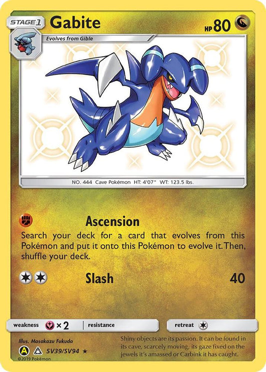 Buy Pokemon cards Australia - Gabite SV39/SV94 - Premium Raw Card from Monster Mart - Pokémon Card Emporium - Shop now at Monster Mart - Pokémon Cards Australia. Baby Shiny, Hidden Fates, NEW 6 MAR, Shiny Holo Rare, Shiny Vault